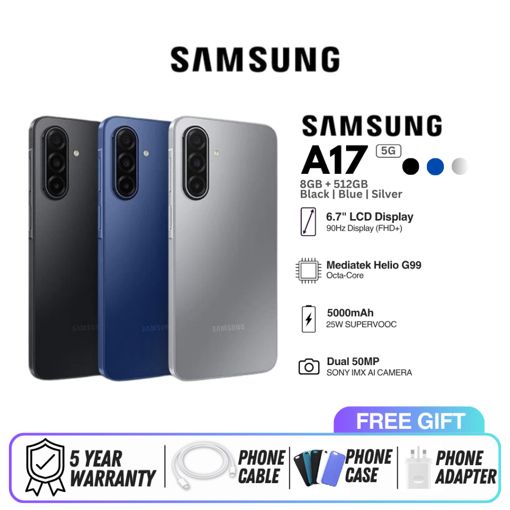 Samsung Galaxy A17 5G 8GB+256GB | Màn hình AMOLED 6.7"| Kháng nước IP54 | Hiệu năng mượt mà, ổn định