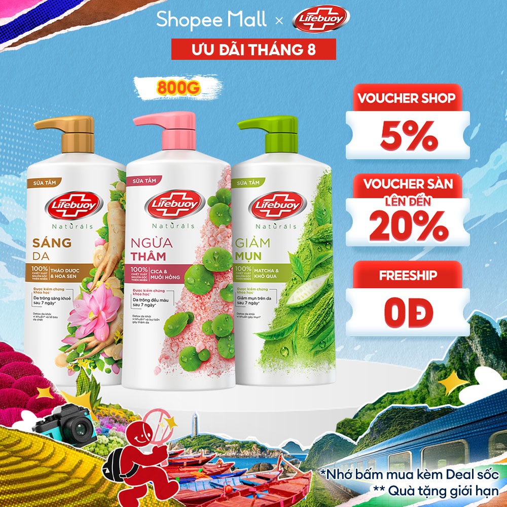 Sữa tắm Lifebuoy Thiên nhiên Detox Và Chăm Sóc Chuyên Sâu 800g