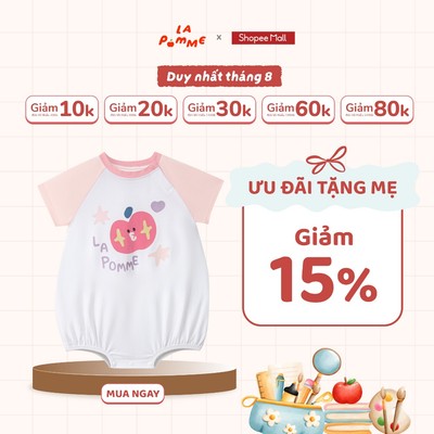 Body cộc tay La Pomme dáng bồng bé táo điệu đà - Sợi Natural Cotton thoáng mát – Bé gái - 3M - 12M