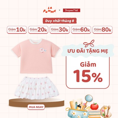 Bộ váy áo cộc tay La Pomme chấm bi ngọt ngào -Sợi Natural Cotton thoáng mát – Bé gái - 9M - 3Y