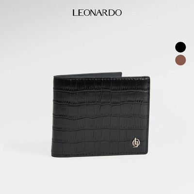 Ví Da Nam Bifold Lux Slim RFID Leonardo Da Microfiber Vân Cá Sấu Tối Giản Tích Hợp Công Nghệ Chống Quét Thẻ