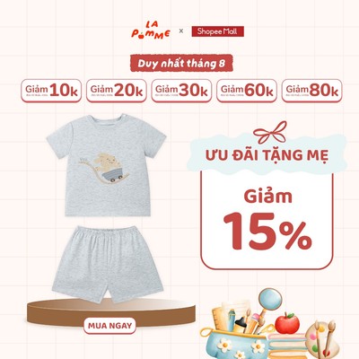 Bộ cộc tay La Pomme lượn quanh cùng bạn thỏ - Sợi Natural Cotton thoáng mát – Bé trai - 6M - 3Y