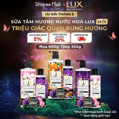 Sữa tắm Lux Botanicals Hương Nước Hoa Cao Cấp 900G Tặng Sữa Tắm Lux Botanicals 350G