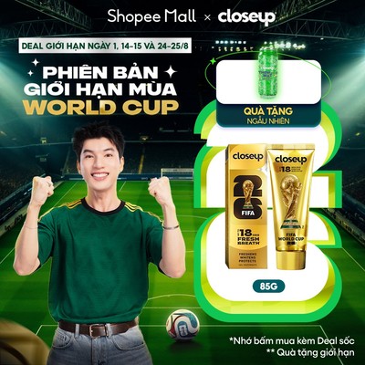 [MỚI] Kem đánh răng Closeup phiên bản giới hạn FIFA World Cup 2026 85g - Thơm mát dát vàng mọi đường bóng