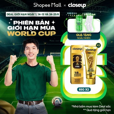 [MỚI] Combo 2 Kem đánh răng Closeup phiên bản giới hạn FIFA World Cup 2026 85g - Thơm mát dát vàng mọi đường bóng 