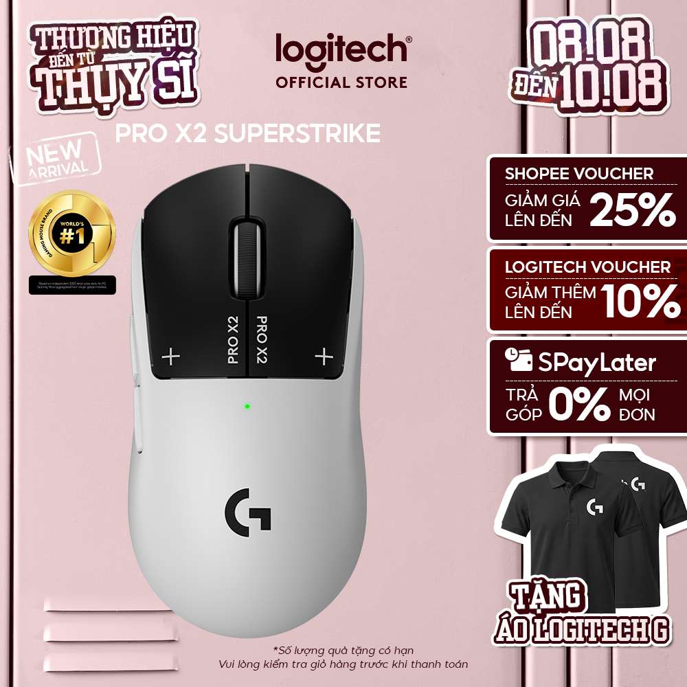 Chuột Gaming không dây Logitech G Pro X2 SUPERSTRIKE LIGHTSPEED - Siêu nhẹ 61g, hiệu suất nhanh, USB