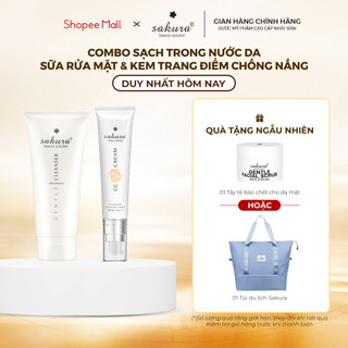 Bội đôi kem trang điểm chống nắng CC Cream và sữa rửa mặt Sakura sạch sâu 40ml + 100g