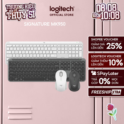 Combo Chuột & Bàn phím Signature Slim Logitech MK950 - Yên tĩnh, Đa thiết bị, Bluetooth 5.0