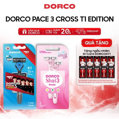[Tặng-1-Red-Card] Combo Dao Cạo 3 Lưỡi DORCO PACE 3 CROSS T1 Edition + 1 Bộ Dao Cạo Body Nữ