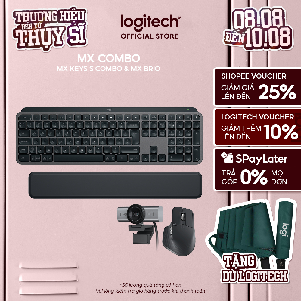 Combo Chuột & Bàn Phím Bluetooth Logitech MX Keys S Combo | Webcam Logitech MX BRIO Ultra HD 4K