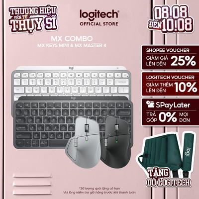 Combo Bàn phím Logitech MX Keys Mini và Chuột MX Master 4 - sạc USB-C, chiếu sáng nền, mac OS | Win, phản hồi xúc giác