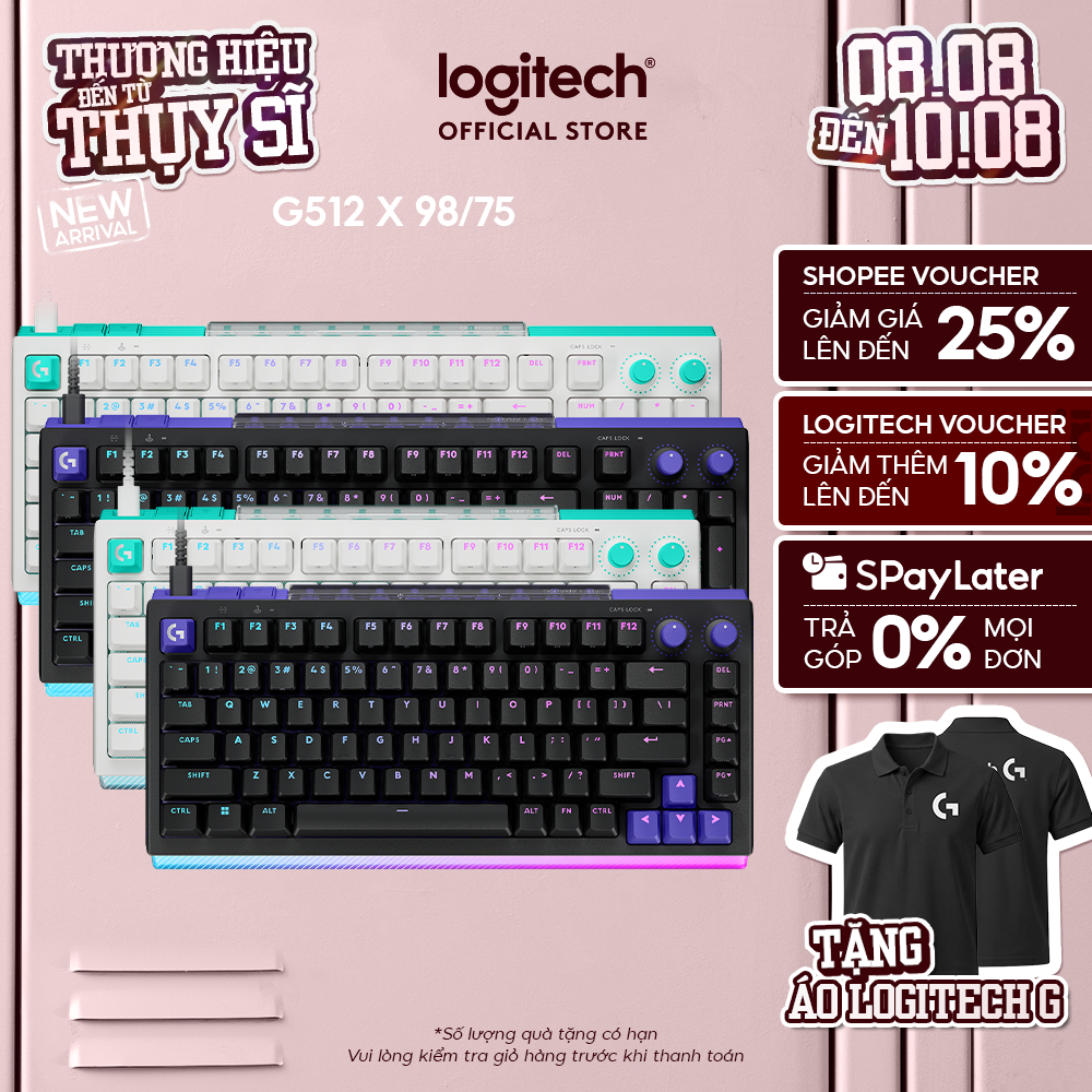 Bàn phím Cơ Gaming Logitech G512 X 75 | 98 DUAL SWAP - Analog TMR, tần số 8K, tùy chỉnh 0,1-4,0mm, R