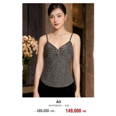 Áo Hai Dây Thun Kim Tuyến Nữ MY WAY Kèm Tag Cài Áo Cao Cấp 1mat5834h