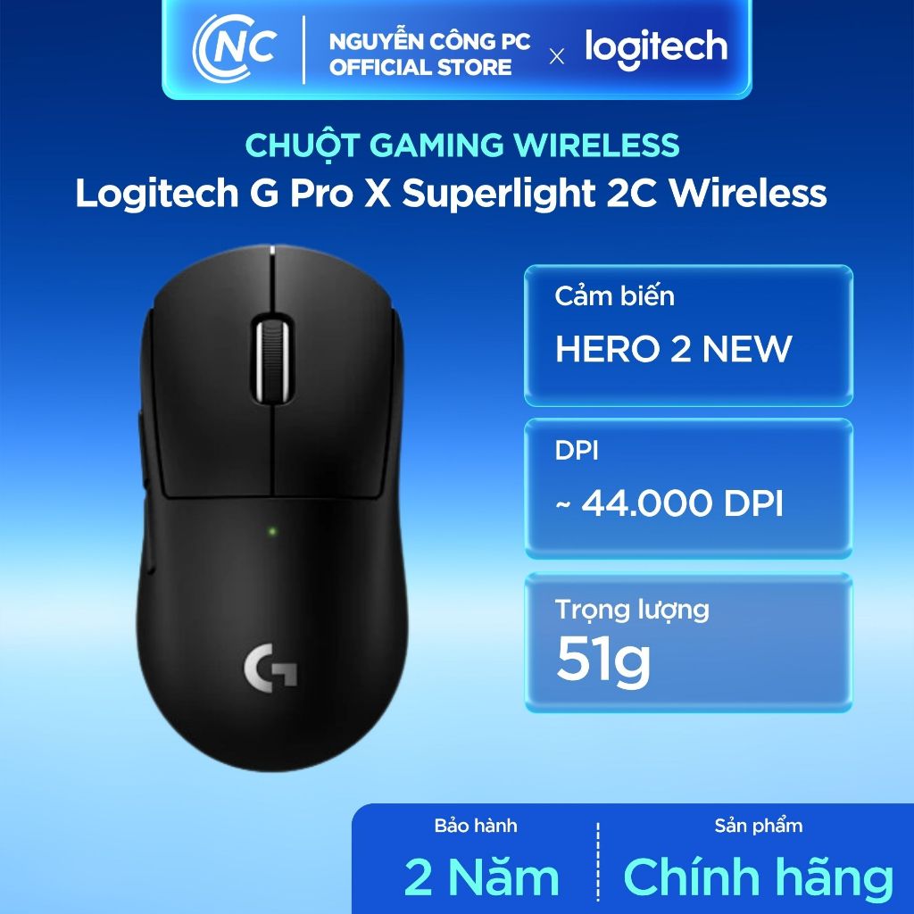 Chuột Logitech G Pro X Superlight 2C Wireless Black - BH 24 tháng