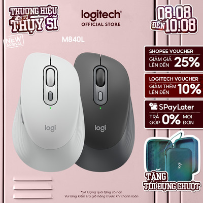 Chuột Bluetooth Logitech Signature Comfort M840 L - Nhấp êm ái, SmartWheel, Nút tùy chỉnh, tương thích Windows, OS