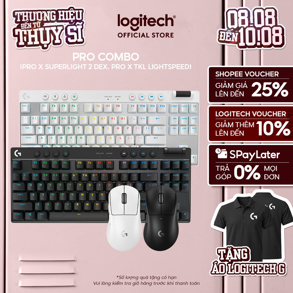 Combo Bàn phím Gaming Logitech G PRO X TKL LIGHTSPEED và Chuột Logitech G PRO X SUPERLIGHT 2 DEX
