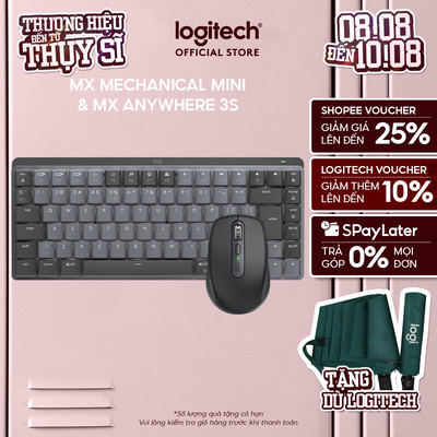 Combo Bàn phím Logitech MX Mechanical Mini và Chuột Logitech MX Anywhere 3s - Bluetooth, Sạc USB C