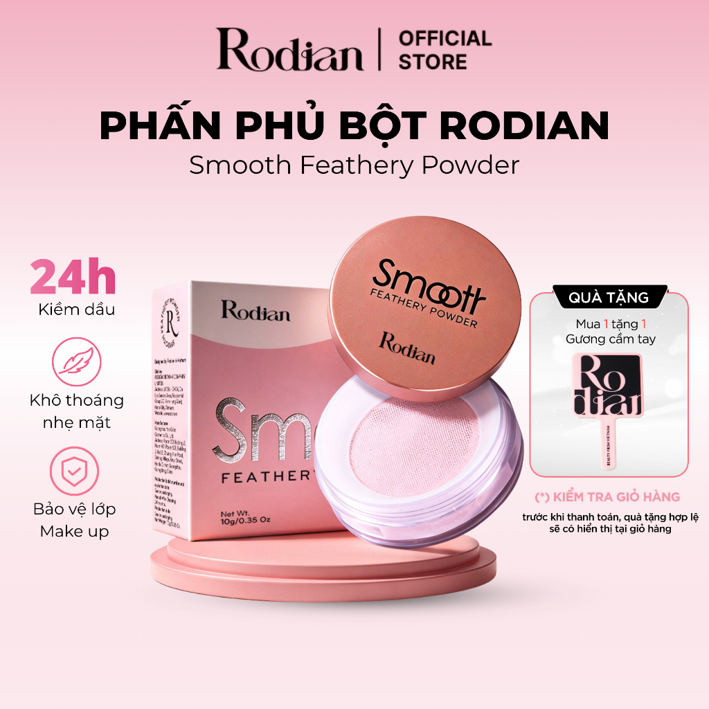 Phấn Phủ Kiềm Dầu Rodian Smooth Feathery Powder Chống Nước Và Che Phủ Bóng Dầu Cho Mặt 10g