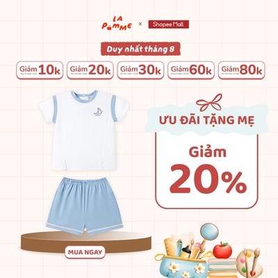 Bộ cộc tay La Pomme hải âu căng buồm ra khơi - Sợi Natural Cotton thoáng mát – Bé trai - 6M - 3Y