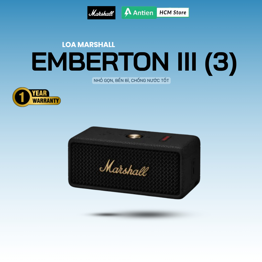 Loa Bluetooth Marshall Emberton 3 - Nhỏ gọn, bền bì, chống nước tốt_chính hãng bảo hành 12 tháng