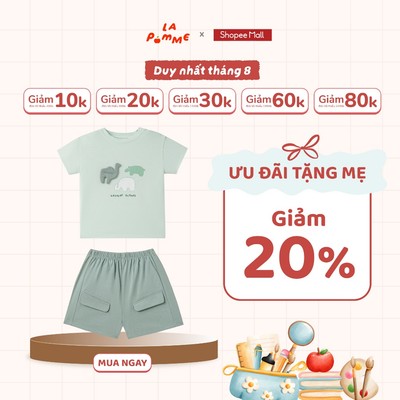 Bộ cộc tay La Pomme những người bạn từ thiên nhiên - Sợi Natural Cotton thoáng mát – Bé trai - 6M - 5Y