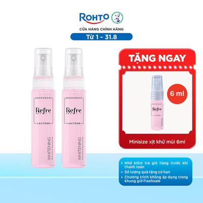[VB] Combo 2 Xịt khử mùi, khóa mùi tỏa hương thơm tự nhiên cơ thể Refre Lactone Whitening 30ml
