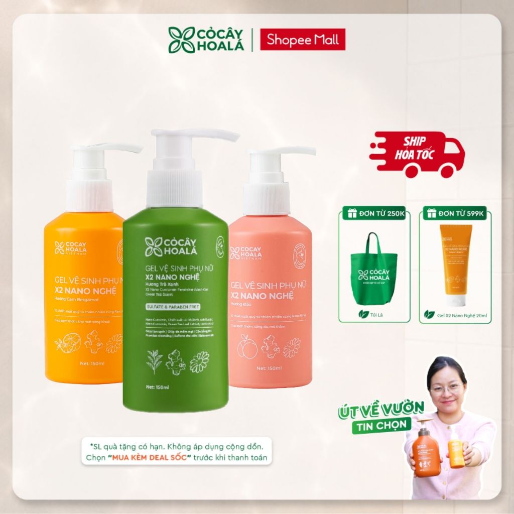 [HỎA TỐC] Dung Dịch Vệ Sinh Cỏ Cây Hoa Lá Gel x2 Nano Nghệ Làm Sạch 150ml Cho Mẹ Bầu