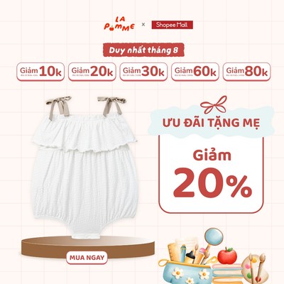Body sát nách La Pomme hương ngọt mùa hè - Sợi Jacquard Cotton mềm mại, thoáng khí – Bé gái - 9M - 12M