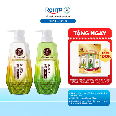 [VB] Combo ngăn rụng tóc 50 Megumi Hair Fall Control:1 dầu gội ngăn rụng tóc 400ml + 1 dầu xả ngăn rụng tóc 400ml