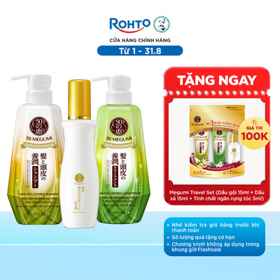 [VB] Combo ngăn rụng tóc, kích thích mọc tóc 50 Megumi: Tinh chất 120ml+Dầu gội ngăn rụng 400ml+Dầu xả ngăn rụng 400ml