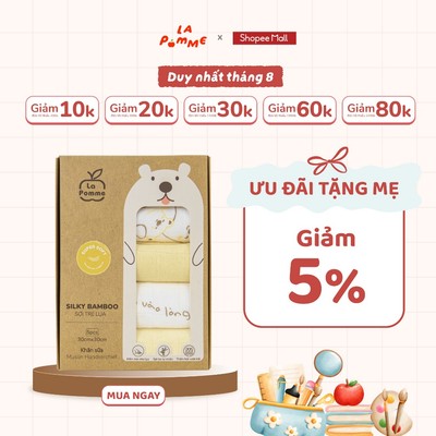 K001 - Set 5 Khăn sữa sợi tre lụa La Pomme phối màu (30x30cm) - Mặt trời của Mẹ