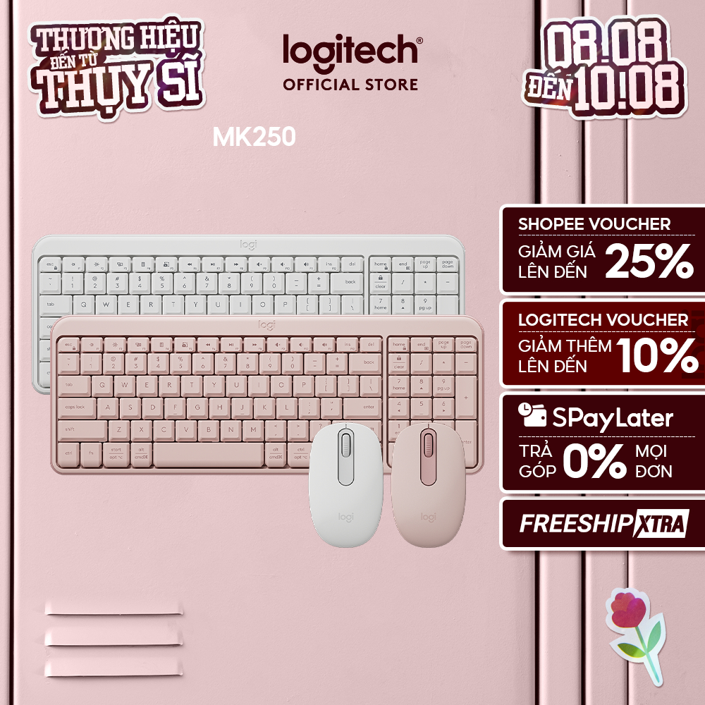 Combo Bàn phím & chuột không dây Bluetooth Logitech MK250 - dễ kết nối, thiết lập, thiết kế nhỏ gọn