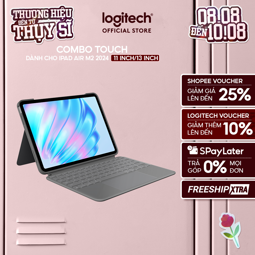 Bao da kèm Bàn phím Combo Touch Logitech cho iPad Air 11 inch (M2 & M3), iPad Air 5 (2022) & Ipad Ai