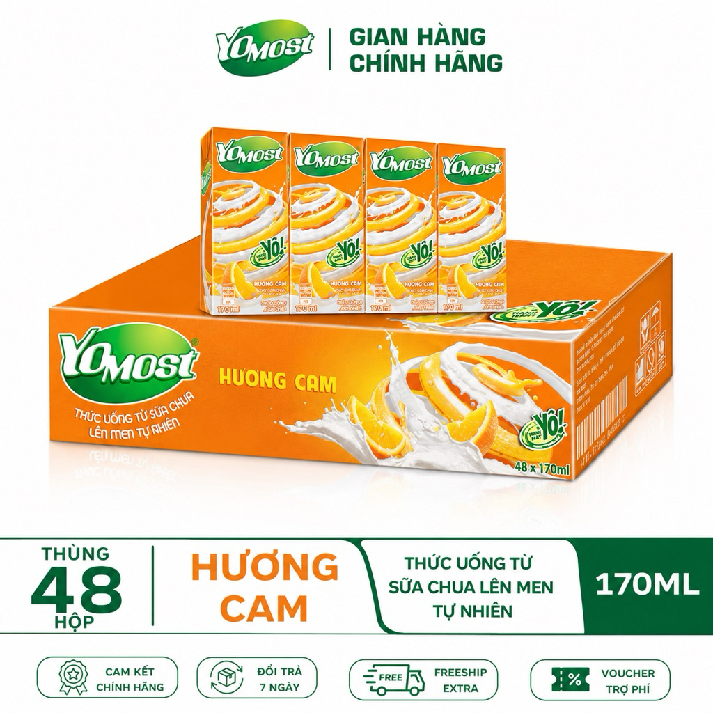 Sữa YoMost hương cam thùng 48 hộp 170 ml