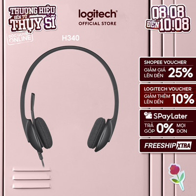Tai nghe có dây Logitech H340 - Mic giảm ồn, kết nối USB-A