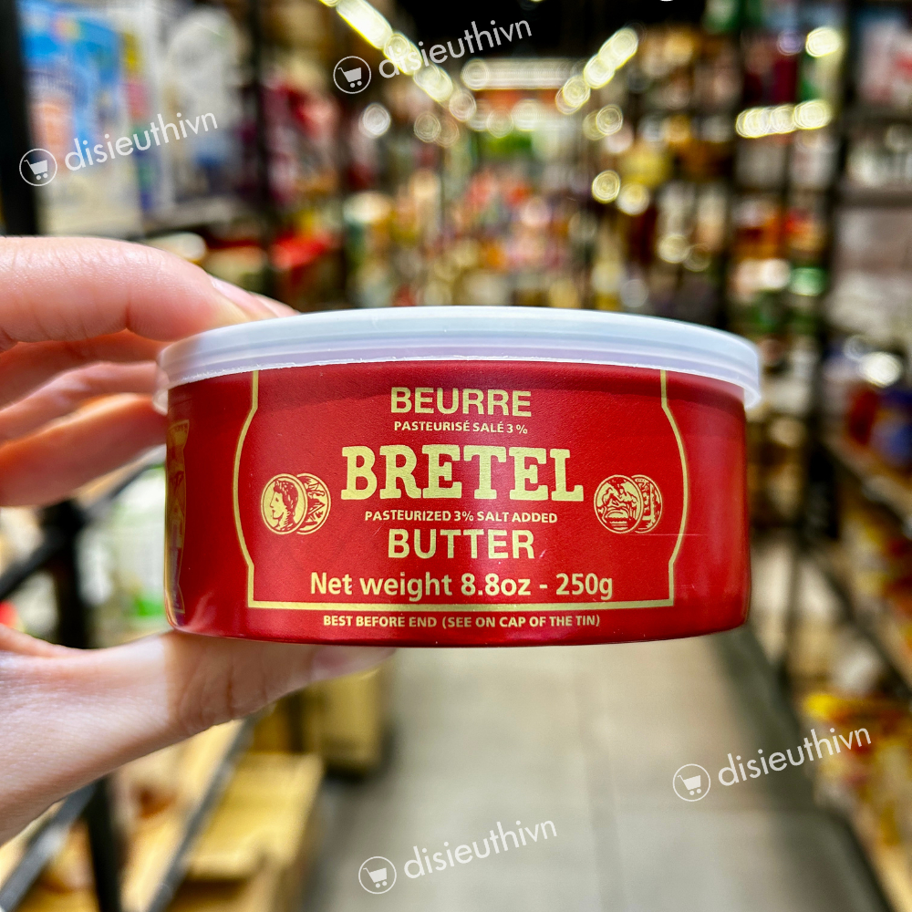 Bơ Pháp BRETEL 250g, Bơ Đồng Tiền Độ Mặn 3%
