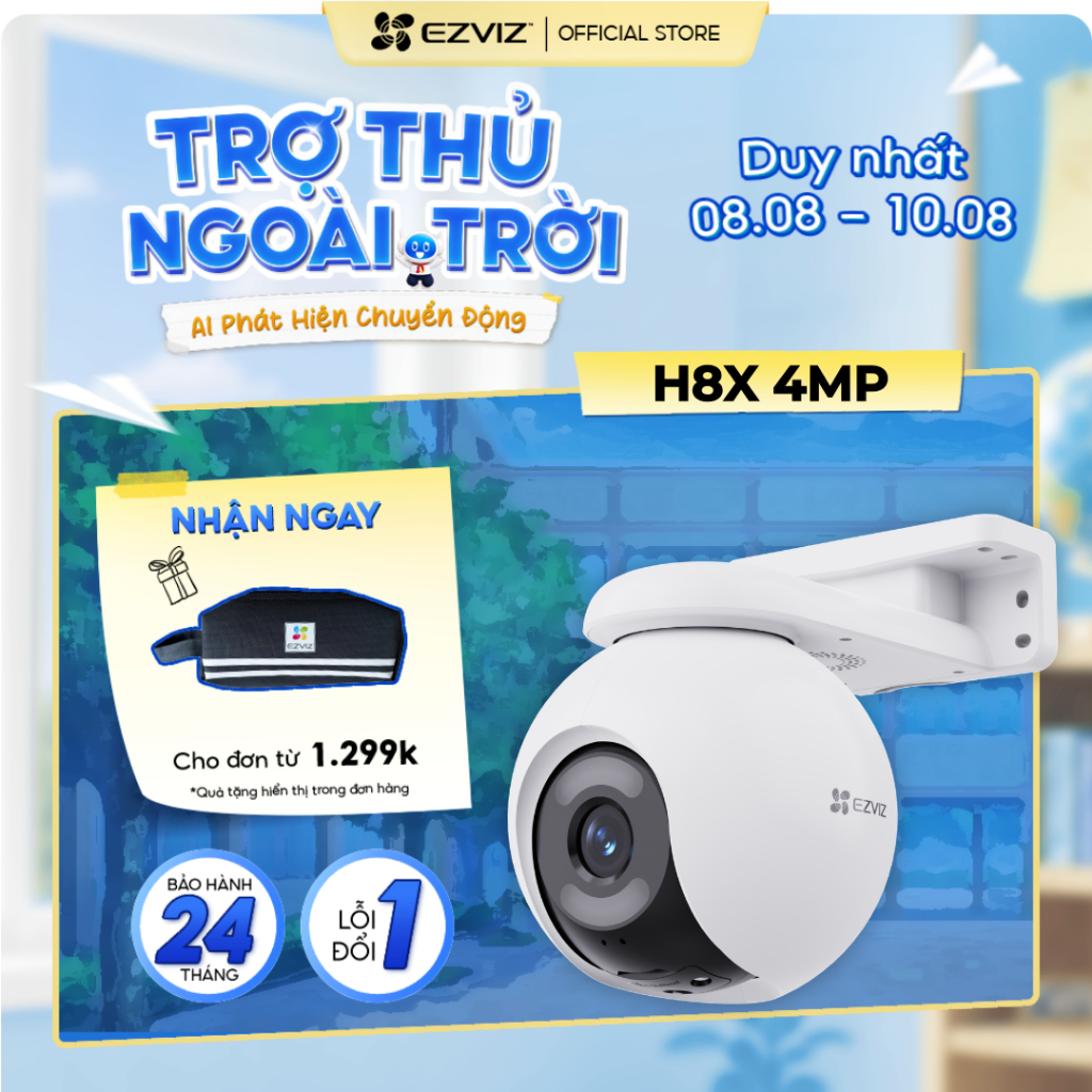 Camera WIFI EZVIZ H8x 2K+, Quay Quét 360, Ghi Hình Màu Thông Minh, Công Nghệ AI