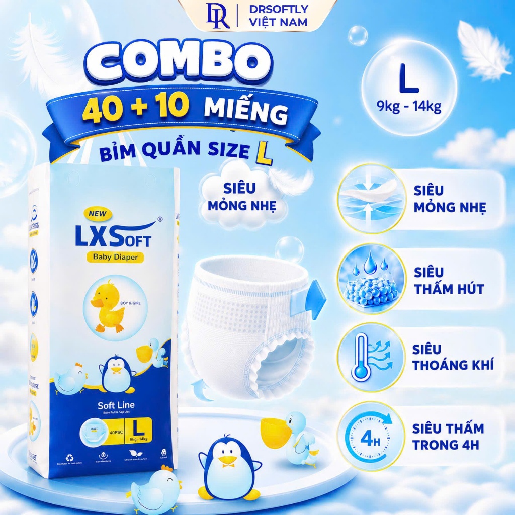 [SIÊU ƯU ĐÃI] Bỉm Dán/Quần Điều Hòa LXSoft Hàn Quốc Mỏng 2mm Siêu Khô Thoáng, Lưng Cao Chống Tràn, N