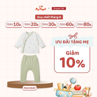 Bộ dài tay cúc lệch La Pomme vườn cam ươm nắng - Sợi Petit Soyeu thoáng mát - Bé trai - Newborn - 3M