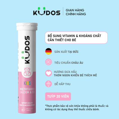 TPBVSK Viên sủi KUDOS KIDS bổ sung canxi và vitamin tổng hợp cho trẻ em (20 viên/tuýp)