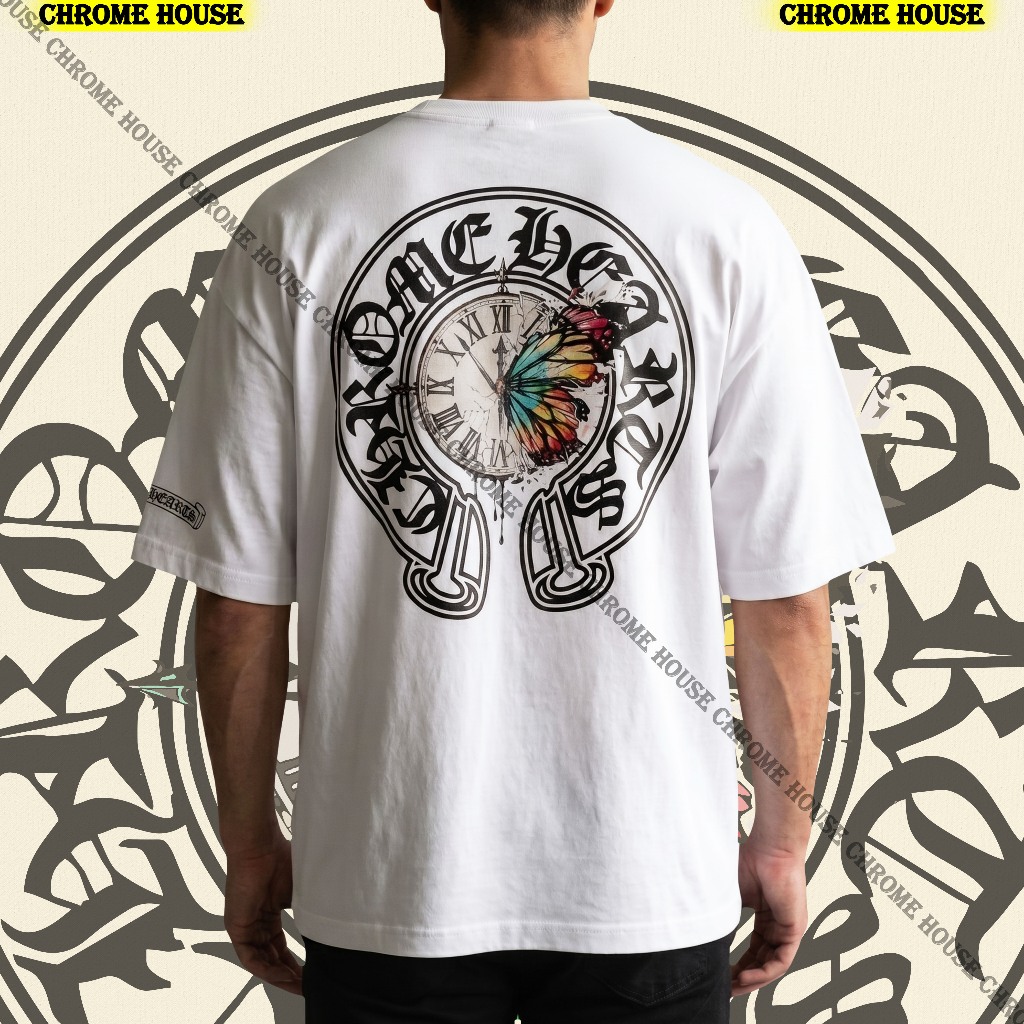 Áo Thun Chrome Hearts Clock Butterfly | 100% Cotton 280GSM | Oversize | Chrome House Authentic.