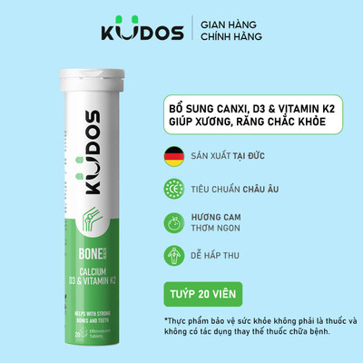 TPBVSK Viên sủi KUDOS BONE bổ sung canxi, D3 và K2 (20 viên/tuýp)