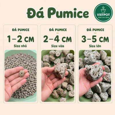 Đá Pumice Vietpot, gói 800gr, size 1-5cm, trồng cây kiểng lá, sen đá, chuyên lót đáy chậu.