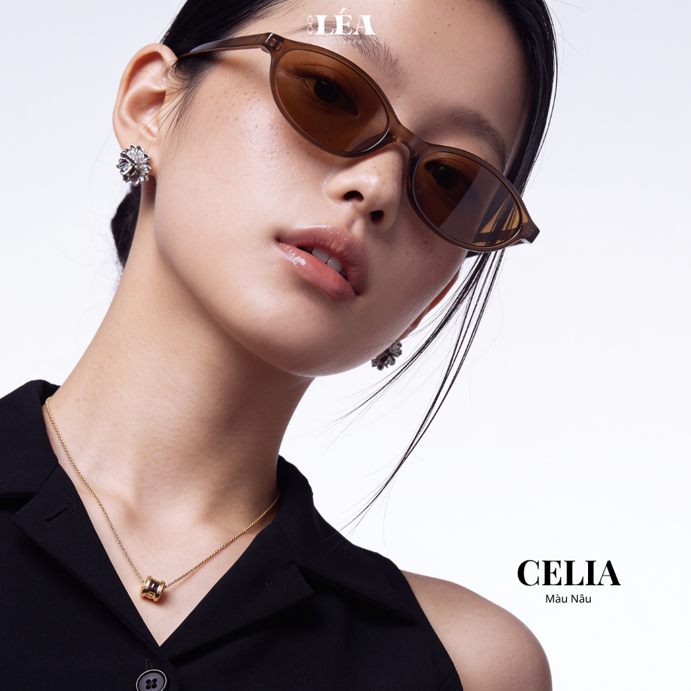 Kính râm mát dáng mèo chuyên đi nắng CELIA - LÉA GLASSES nhựa cứng cao cấp chống UV400 và ASX Y2K