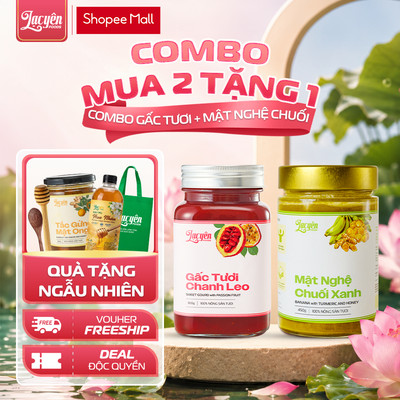 [Combo Mật Nghệ Chuối Xanh-Gấc] Lạc Yên Foods Gồm Nghệ Chuối Xanh 250G+ Gấc Chanh Leo 900G