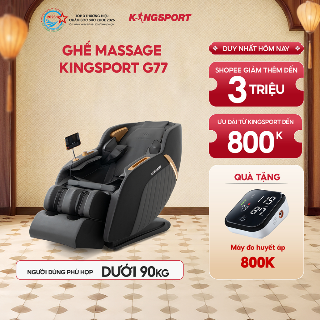 Ghế Massage Kingsport G77 - Ghế Massage Toàn Thân Cao Cấp với 48 Balo Không Khí và Chế Độ Zero Gravity