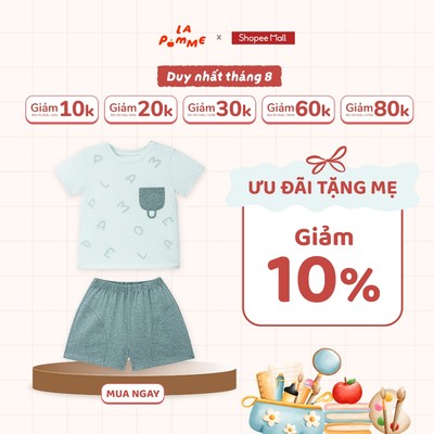 Bộ cộc tay La Pomme ký hiệu dễ thương - Sợi Bamboo thoáng khí - Bé trai - 6M - 5Y
