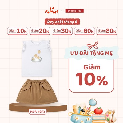 Bộ váy áo cộc tay La Pomme giỏ trái cây mùa hè - Sợi Natural Cotton thoáng mát - Bé gái - 9M - 5Y