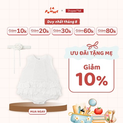 Body sát nách kèm băng đô La Pomme Deluxe bữa tiệc xinh yêu - Sợi Jacquard Cotton mềm mại, thoáng khí - Bé gái - 3M - 9M