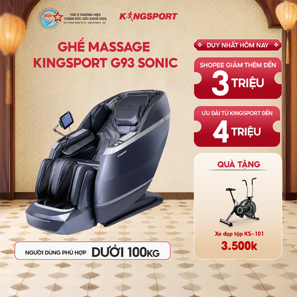 Ghế massage KINGSPORT CLASSIC G93 Sonic Hệ thống con lăn 3D, 30 bài massage tự động